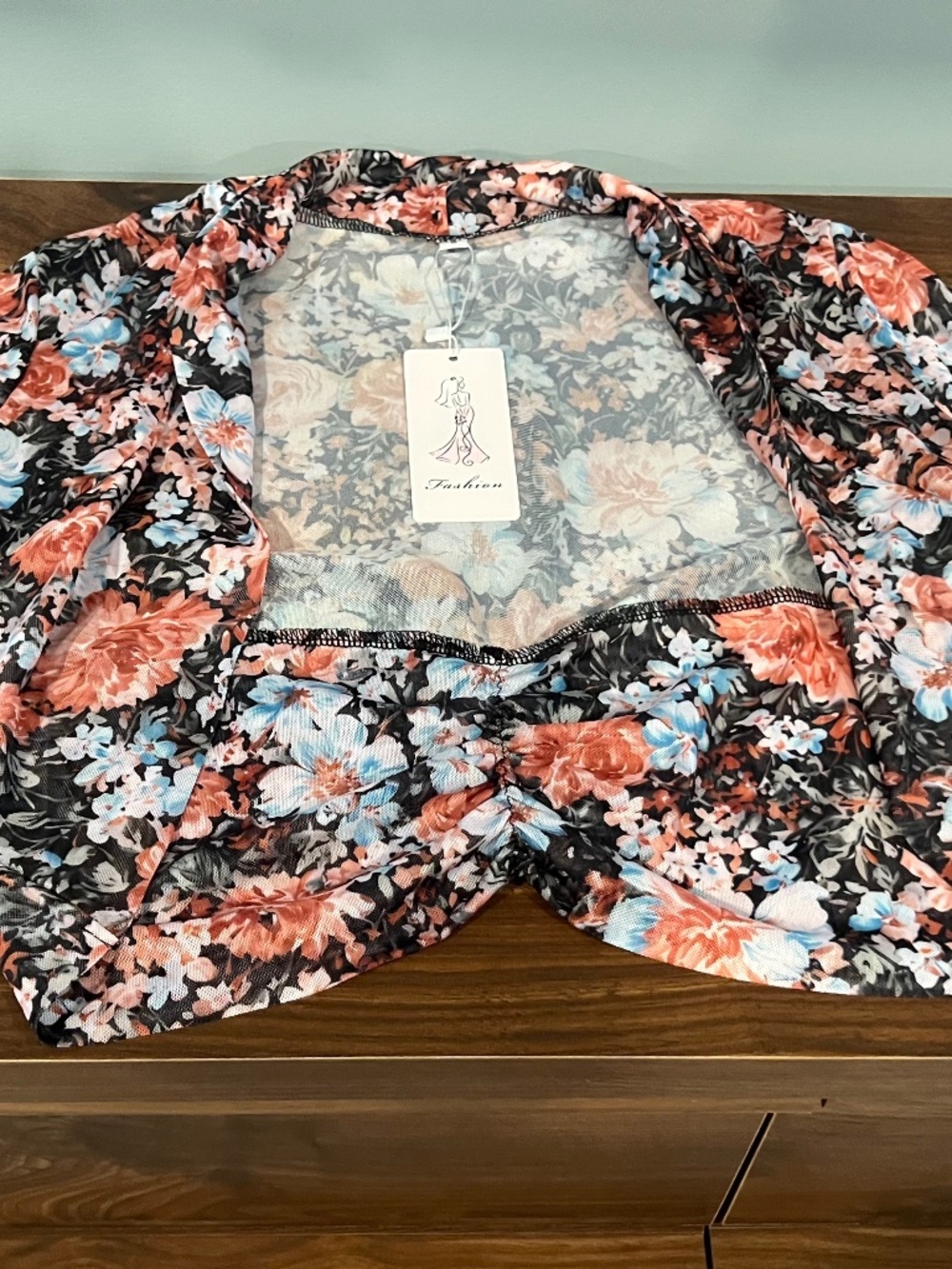 Floral mesh shrug NWT